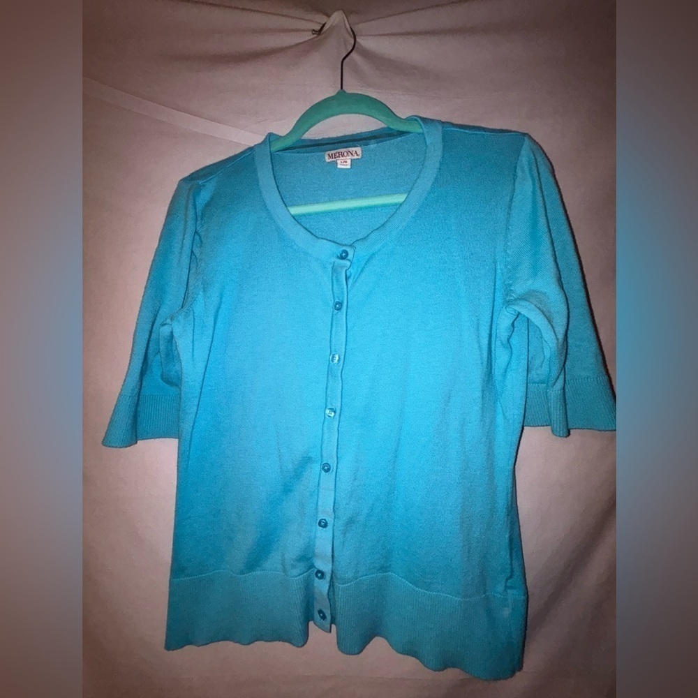 Merona Teal Button-Up Sweater